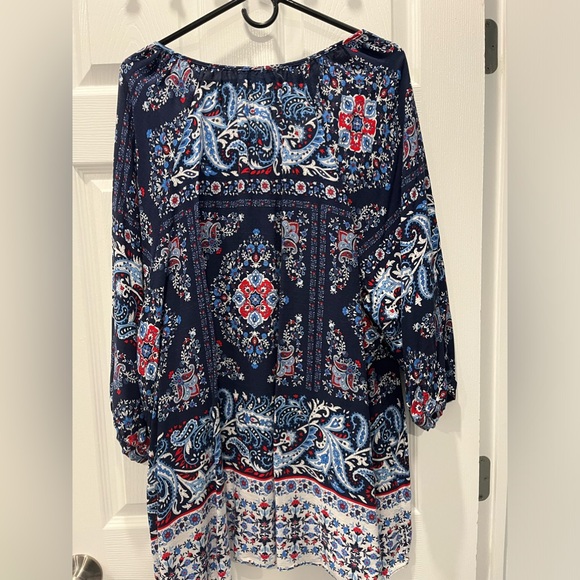 Avenue Peasant Blouse Red White & Blue - Picture 3 of 5